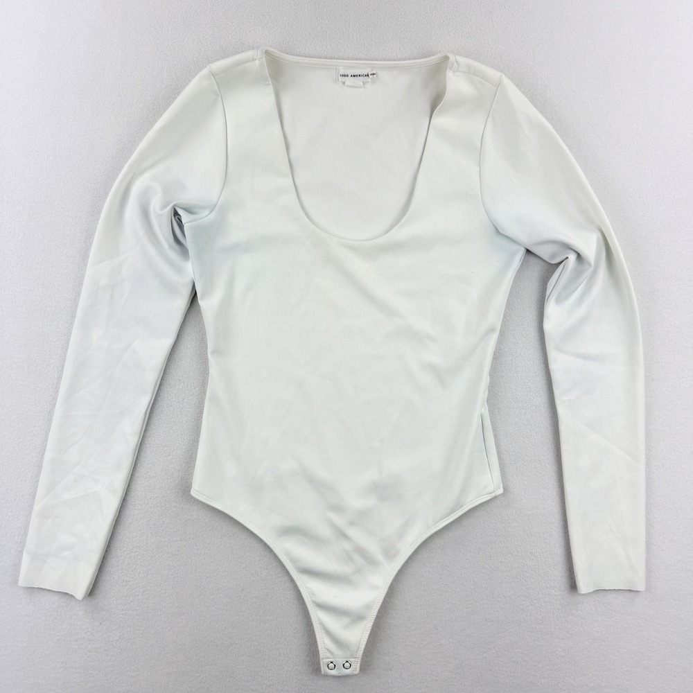 GOOD AMERICAN Scuba Scoop Neck Bodysuit Size MEDIUM Womens‎ White